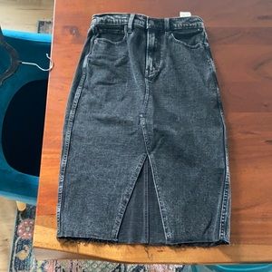 Black denim pencil skirt